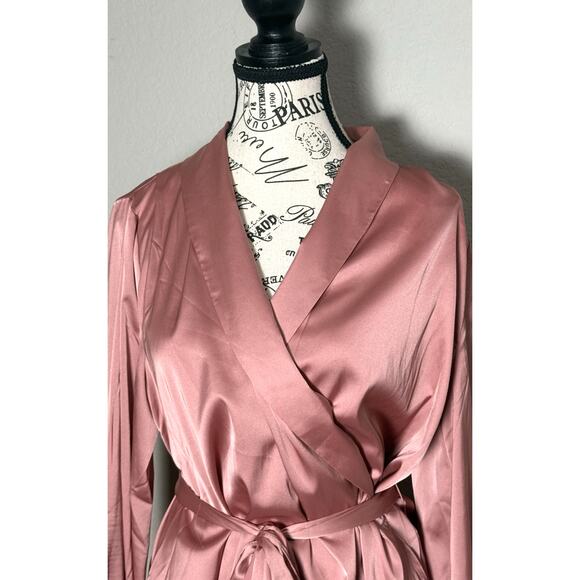 VICI Wrap Mini Dress Satin Type Shiny Front/Side tie Pink Elegant Sexy Sz Medium - Picture 4 of 5